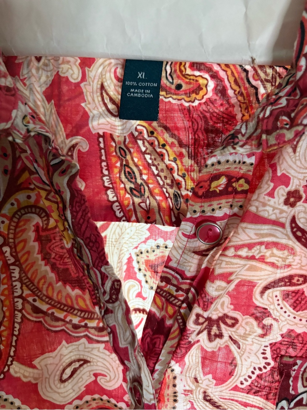 Karen Scott Red Paisley Button-Front Cotton Top
